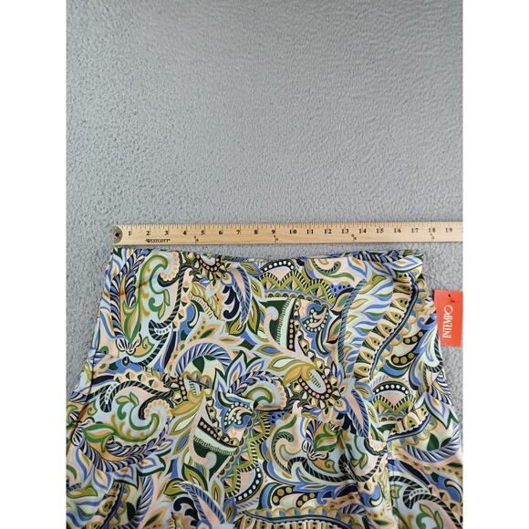 Intempo Skirt Womens XL Green Midi Paisley Floral Asymmetrical Hem Kohls NWT - Picture 5 of 8